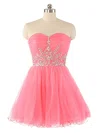 A-line Sweetheart Tulle Short/Mini Beading Wholesale Short Prom Dresses #UKM020102932