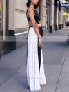 A-line Square Neckline Jersey Chiffon Floor-length Ruffles Prom Dresses #UKM020103026