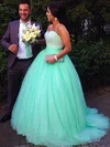 Ball Gown Sweetheart Tulle with Beading Sweep Train Stunning Prom Dresses #UKM020103037