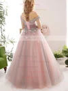Ball Gown Off-the-shoulder Tulle Appliques Lace Floor-length New Arrival Prom Dresses #UKM020103044