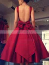 Ball Gown Square Neckline Satin Tea-length Bow Prom Dresses #UKM020103061