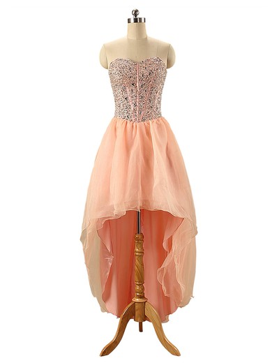 A-line Sweetheart Chiffon Asymmetrical Beading Prom Dresses #UKM020103145