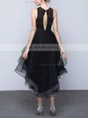 Princess Scoop Neck Organza Asymmetrical Beading Prom Dresses #UKM020103179
