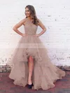 Princess Halter Organza Asymmetrical Beading Prom Dresses #UKM020103198
