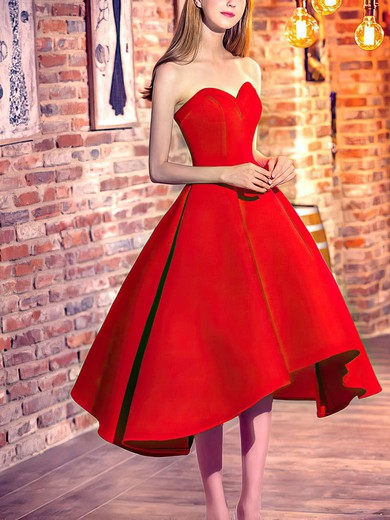 Princess Sweetheart Satin Asymmetrical Prom Dresses #UKM020103199