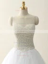 Trendy Princess Sweetheart Tulle Pearl Detailing Sweep Train White Prom Dresses #UKM020103240