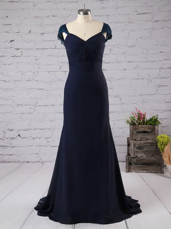 Unique V-neck A-line Chiffon with Lace Open Back Bridesmaid Dress #ZPUKM01012834