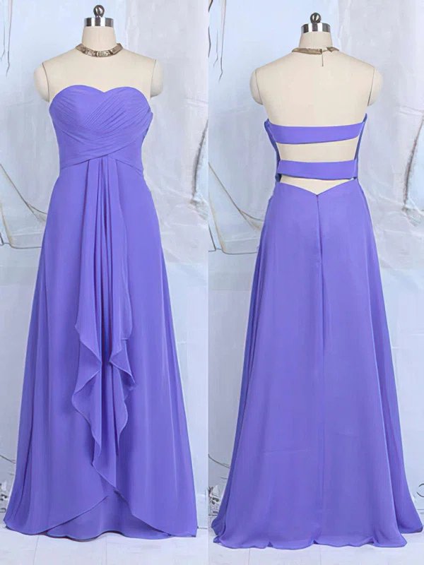 Girls Sweetheart Ruffles A-line Lavender Chiffon Bridesmaid Dresses #UKM01012502