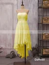 Asymmetrical Strapless Orange Chiffon Boutique High Low Bridesmaid Dress #UKM01012523