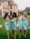 Beautiful Sweetheart Light Sky Blue Chiffon with Ruffles Short/Mini Bridesmaid Dress #UKM01012563