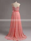Scoop Neck Chiffon Appliques Lace Sweep Train Elegant Bridesmaid Dresses #UKM01012728