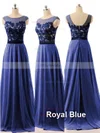 Scoop Neck Chiffon Appliques Lace Sweep Train Elegant Bridesmaid Dresses #UKM01012728