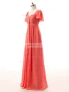 A-line Sweetheart Chiffon Ruffles Short Sleeve Watermelon Bridesmaid Dresses #UKM01012732