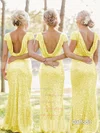 Sheath/Column Scoop Neck Sequined Short Sleeve Backless Bridesmaid Dresses #UKM01012746