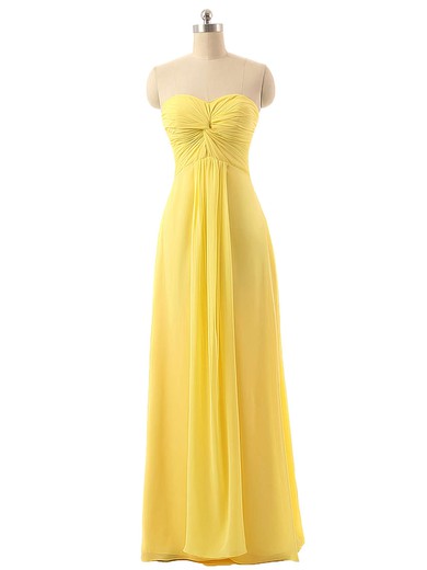 Floor-length Sweetheart Chiffon Criss Cross Elegant Yellow Bridesmaid Dresses #UKM01012794