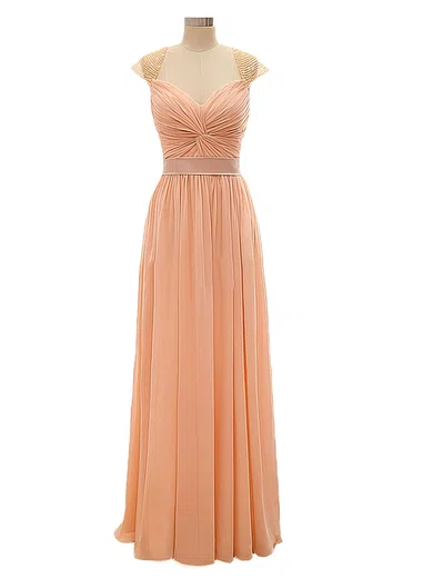 Discounted V-neck Chiffon Criss Cross A-line Long Bridesmaid Dresses #UKM01012802