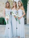 A-line Tulle Ruffles Silver Off-the-shoulder Bridesmaid Dresses #UKM01012810