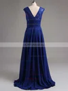 Scoop Neck Lace Chiffon Ruched Floor-length Gorgeous Bridesmaid Dresses #UKM01012813
