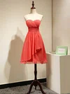 Empire Chiffon Promotion Short/Mini Ruched Watermelon Bridesmaid Dresses #UKM01012868
