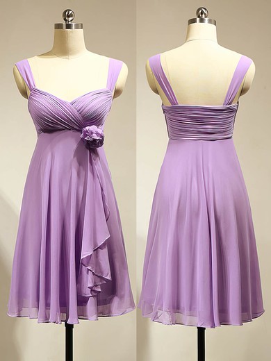 Great Empire Chiffon Short/Mini Flower(s) Lavender Bridesmaid Dress #UKM01012883