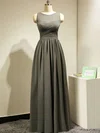 Scoop Neck Best Chiffon Tulle Floor-length Ruffles Gray Bridesmaid Dress #UKM01012885
