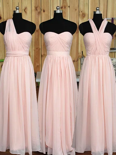 Sweetheart Chiffon Floor-length Ruffles Pretty Pink Bridesmaid Dress #UKM01012890