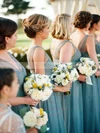 A-line V-neck Tulle Floor-length with Ruffles Affordable Bridesmaid Dresses #UKM01012907