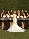A-line High Neck Tulle Short/Mini Appliques Lace Classy Bridesmaid Dresses #UKM01012914