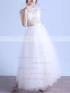 Exclusive A-line Scoop Neck Tulle Appliques Lace Ankle-length 1/2 Sleeve Two Piece Wedding Dresses #UKM00022679