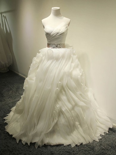 Princess V-neck Organza with Sashes / Ribbons Court Train New Style Wedding Dresses #UKM00022683