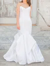 Trumpet/Mermaid V-neck Taffeta Floor-length Wedding Dresses With Cascading Ruffles #UKM00022719