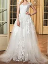 Ball Gown/Princess Illusion Tulle Sweep Train Wedding Dresses With Appliques Lace #UKM00022665