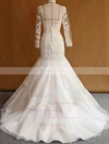 Trumpet/Mermaid Scoop Neck Tulle Appliques Lace Sweep Train Long Sleeve Custom Wedding Dresses #UKM00022751
