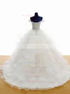 Off-the-shoulder Lace-up White Organza Appliques Lace Princess Wedding Dress #UKM00022493