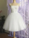 Sweet Square Neckline White Satin Tulle Appliques Lace Ball Gown Wedding Dress #UKM00020612