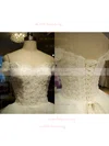 Ivory Ball Gown Lace-up Off-the-shoulder Tiered Organza Wedding Dress #UKM00020986