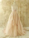 Ball Gown Straight Organza Sweep Train Wedding Dresses With Appliques Lace #UKM00021441