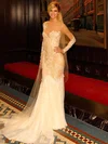 Good Chiffon Tulle with Appliques Lace Court Train Long Sleeve Wedding Dress #UKM00021443