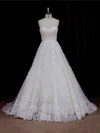 Ball Gown Sweetheart Tulle Sweep Train Wedding Dresses With Beading #UKM00021641