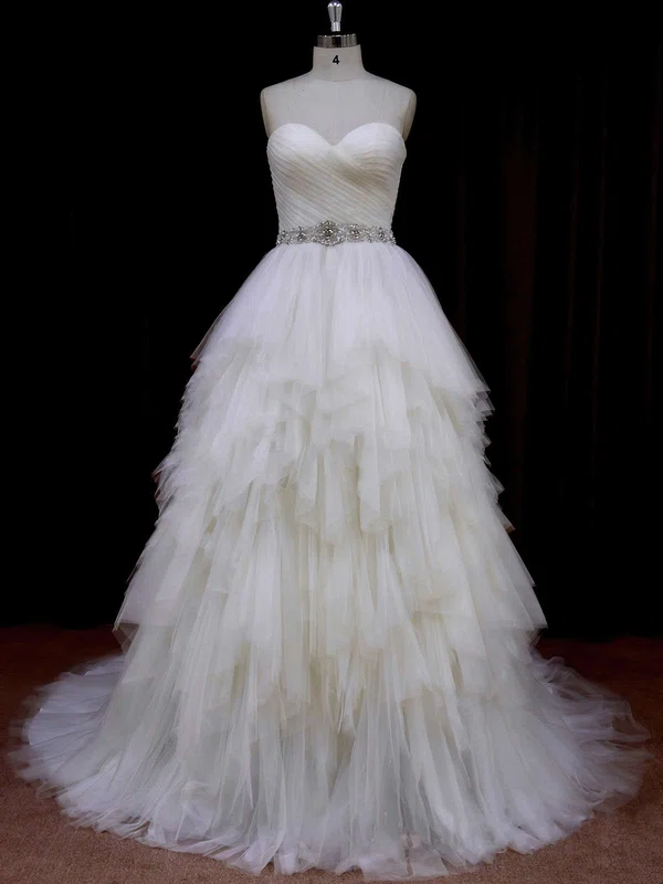 Ball Gown Sweetheart Tulle Court Train Wedding Dresses With Tiered #UKM00021691