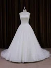 Ball Gown Sweetheart Tulle Chapel Train Wedding Dresses With Ruffles #UKM00021701