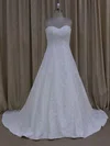Ball Gown Sweetheart Tulle Court Train Wedding Dresses With Appliques Lace #UKM00021773