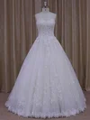Ball Gown Sweetheart Tulle Floor-length Wedding Dresses With Appliques Lace #UKM00021778