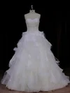 Ball Gown Sweetheart Tulle Court Train Wedding Dresses With Cascading Ruffles #UKM00021988