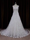 Ball Gown Sweetheart Tulle Court Train Wedding Dresses With Appliques Lace #UKM00022057