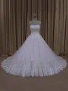 Ball Gown Straight Tulle Court Train Wedding Dresses With Appliques Lace #UKM00022062