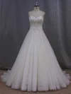 Ball Gown Sweetheart Tulle Court Train Wedding Dresses With Beading #UKM00022064
