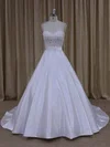 Wholesale Sweetheart Satin Beading Court Train White Wedding Dresses #UKM00022068