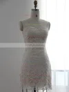 Wholesale Detachable White Chiffon with Lace Sheath/Column Wedding Dresses #UKM00022510