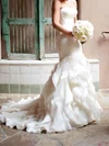 Trumpet/Mermaid Straight Organza Sweep Train Wedding Dresses With Cascading Ruffles #UKM00022533